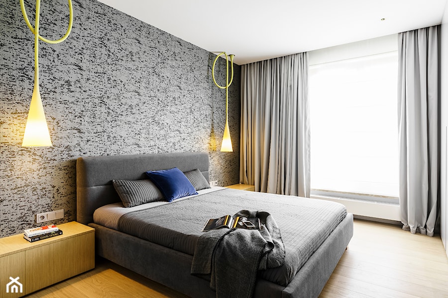 Nowe Orłowo 3 - Gdynia - Średnia biała szara sypialnia, styl nowoczesny - zdjęcie od Anna Maria Sokołowska Architektura Wnętrz (dawniej Pracownia Projektowa Dragon Art )