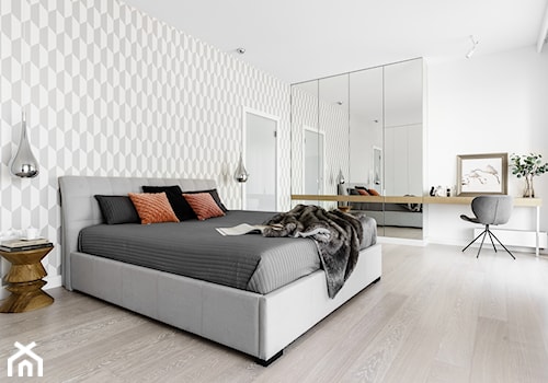 Nowe Orłowo 4 - Gdynia - Duża biała z biurkiem sypialnia, styl nowoczesny - zdjęcie od Anna Maria Sokołowska Architektura Wnętrz (dawniej Pracownia Projektowa Dragon Art )