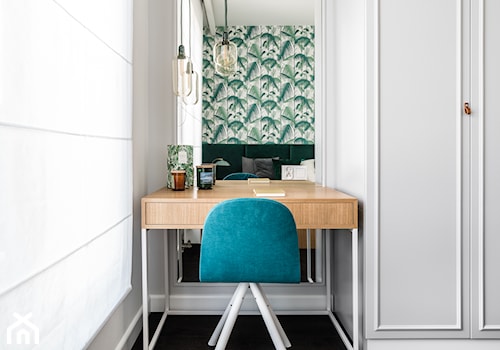 Nowe Orłowo 7 - Beżowa z biurkiem sypialnia, styl nowoczesny - zdjęcie od Anna Maria Sokołowska Architektura Wnętrz (dawniej Pracownia Projektowa Dragon Art )
