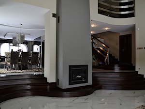 Schody stylowe bejcowane - Średnia szara jadalnia jako osobne pomieszczenie, styl nowoczesny - zdjęcie od Jarosz-schody