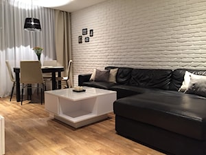 Mieszkanie 47m2 - Średni biały salon z jadalnią, styl minimalistyczny - zdjęcie od outt