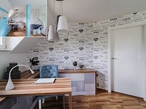 Pokój dla dziewczynki. Turkusowy+biel+szarość+drewno - zdjęcie od pf design
