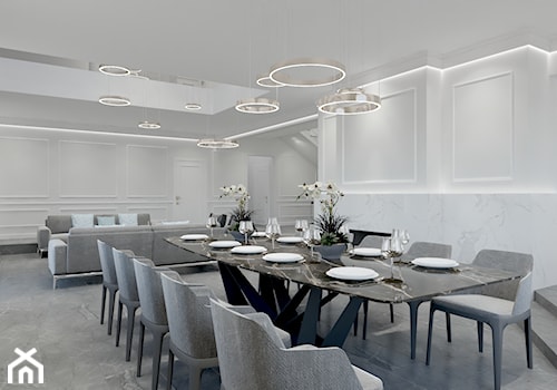 DOM POD WROCŁAWIEM - Duża biała jadalnia w salonie, styl tradycyjny - zdjęcie od INSPIRED DESIGN