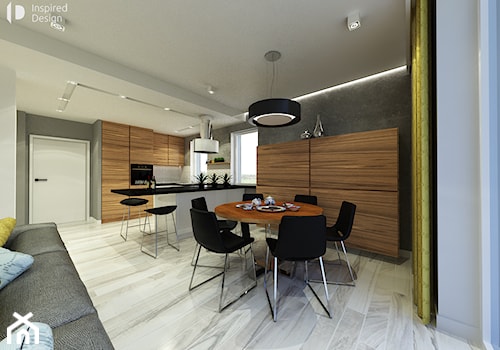 Dom w Namysłowie - Średnia czarna szara jadalnia w salonie, styl nowoczesny - zdjęcie od INSPIRED DESIGN
