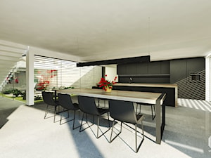 Minimal House - Duża biała jadalnia w kuchni, styl minimalistyczny - zdjęcie od INSPIRED DESIGN
