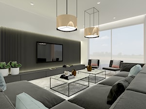 MINIMAL HOUSE 2 - Duży biały czarny salon, styl minimalistyczny - zdjęcie od INSPIRED DESIGN