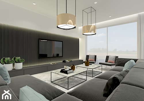 MINIMAL HOUSE 2 - Duży biały czarny salon, styl minimalistyczny - zdjęcie od INSPIRED DESIGN
