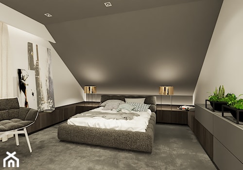 DOM WROCŁAW OPORÓW - Średnia szara sypialnia na poddaszu, styl nowoczesny - zdjęcie od INSPIRED DESIGN
