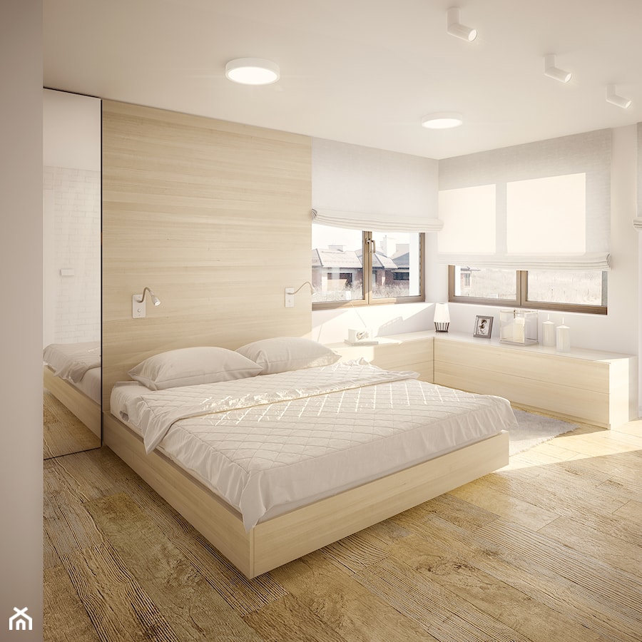 PROJEKT WNĘTRZA DOMU JEDNORODZINNEGO 2 - Średnia biała sypialnia, styl tradycyjny - zdjęcie od Kunkiewicz Architekci