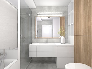 Dom w Sieradzu- 03 - Średnia bez okna z lustrem łazienka, styl minimalistyczny - zdjęcie od Atelier58