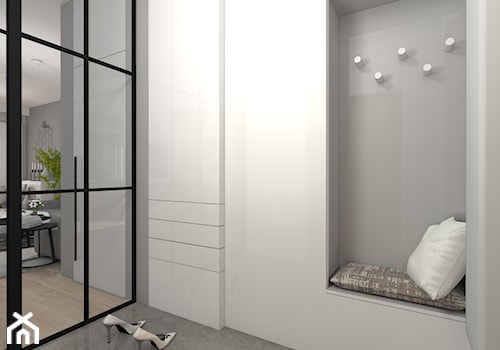 Dom w Sieradzu- 03 - Mały z wieszakiem szary hol / przedpokój, styl minimalistyczny - zdjęcie od Atelier58