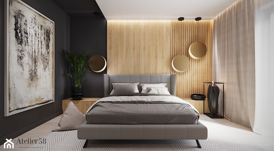 Dom w Kielcach - Średnia czarna sypialnia, styl minimalistyczny - zdjęcie od Atelier58