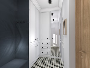Dom w stylu klasycznym - Mały biały czarny hol / przedpokój, styl tradycyjny - zdjęcie od Atelier58