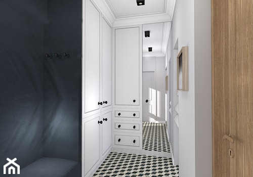 Dom w stylu klasycznym - Mały biały czarny hol / przedpokój, styl tradycyjny - zdjęcie od Atelier58
