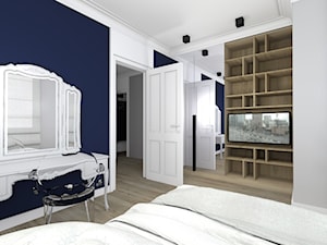 Dom w stylu klasycznym - Średnia biała niebieska szara sypialnia, styl tradycyjny - zdjęcie od Atelier58