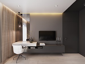 Dom w Kielcach - Duża szara sypialnia, styl minimalistyczny - zdjęcie od Atelier58