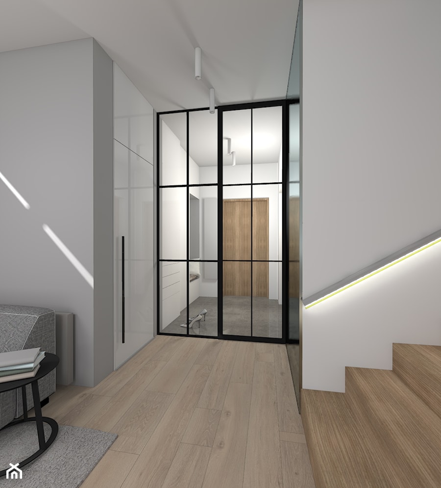 Dom w Sieradzu- 03 - Średni szary hol / przedpokój, styl minimalistyczny - zdjęcie od Atelier58