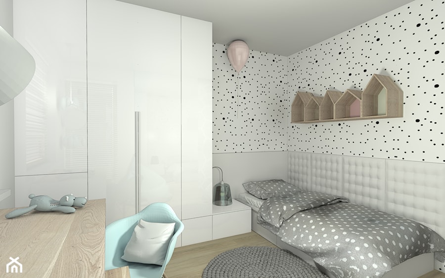 Dom w Sieradzu- 03 - Mały szary pokój dziecka dla dziecka dla nastolatka dla chłopca, styl minimalistyczny - zdjęcie od Atelier58