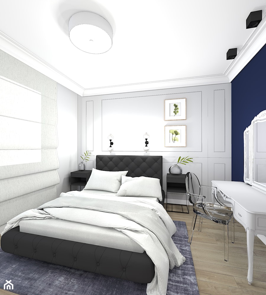 Dom w stylu klasycznym - Średnia niebieska szara sypialnia, styl tradycyjny - zdjęcie od Atelier58