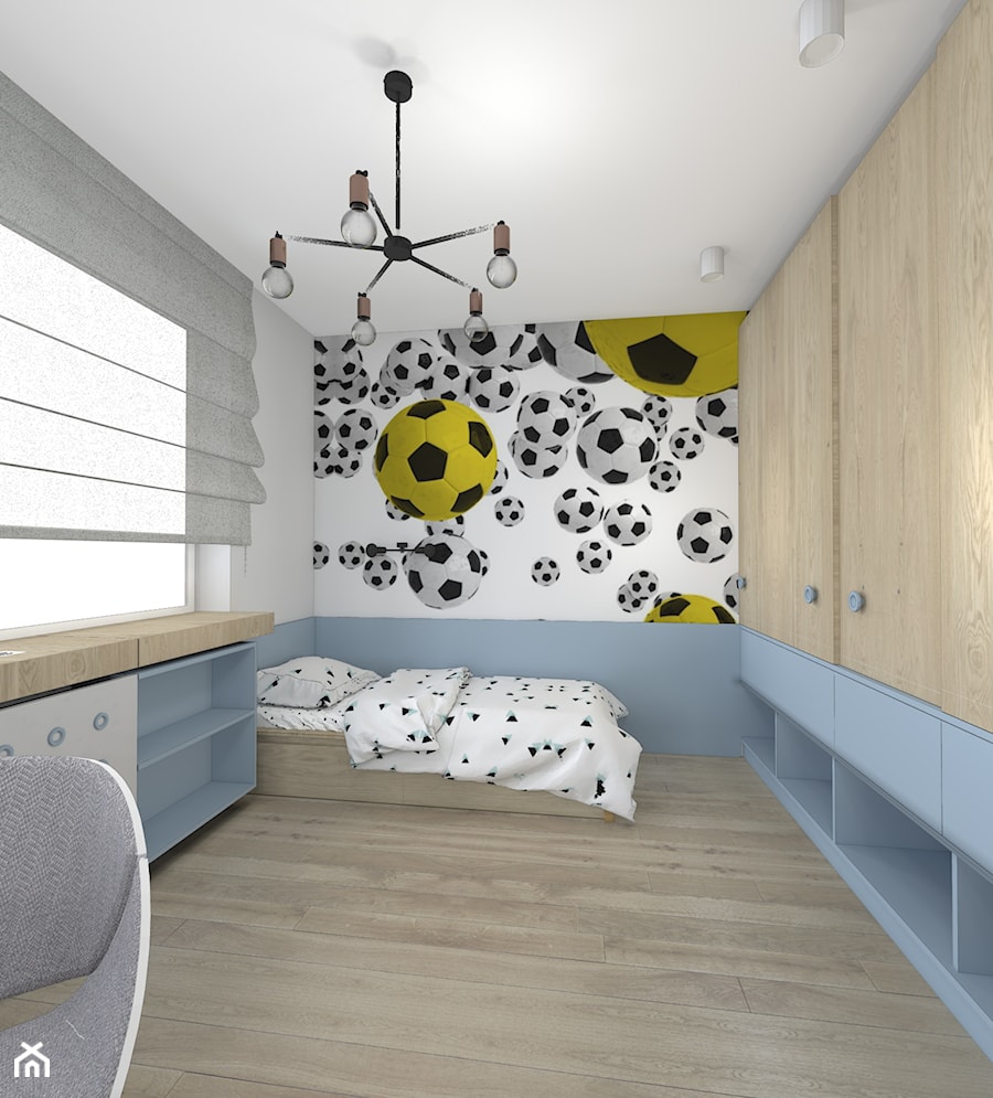 Dom w stylu klasycznym - Średni biały szary pokój dziecka dla nastolatka dla chłopca dla dziewczynki, styl nowoczesny - zdjęcie od Atelier58