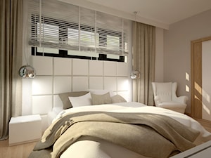 Dom w jasnych barwach - Średnia biała szara sypialnia, styl nowoczesny - zdjęcie od Miliart Studio