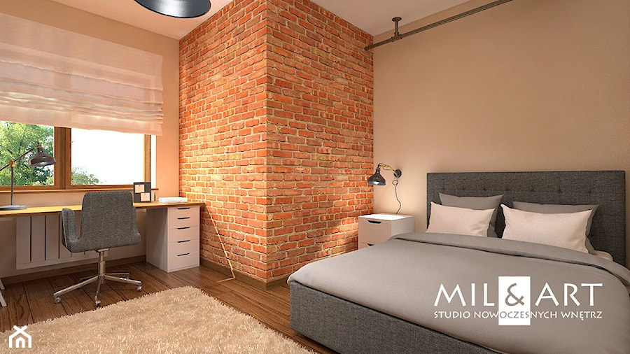 Apartament w loftowym stylu w centrum Lublina - Sypialnia, styl industrialny - zdjęcie od Miliart Studio