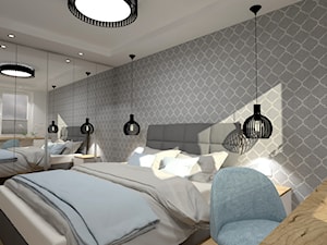 Klimatyczne mieszkanie w bloku z wielkiej płyty - Średnia biała szara z biurkiem sypialnia, styl skandynawski - zdjęcie od Miliart Studio