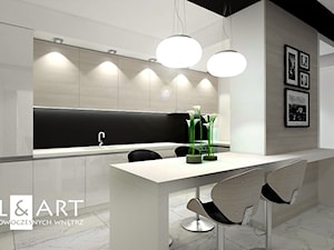Apartament w Lublinie - Duża otwarta biała kuchnia w kształcie litery l, styl glamour - zdjęcie od Miliart Studio