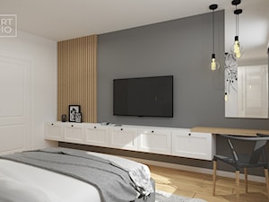 Sypialnia z telewizorem i toaletką - zdjęcie od Miliart Studio