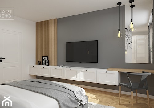 Sypialnia z telewizorem i toaletką - zdjęcie od Miliart Studio