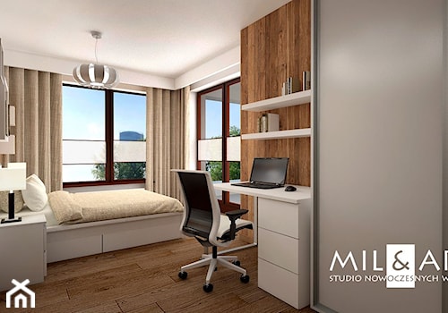 Mieszkanie w centrum Lublina - Średnia z biurkiem sypialnia, styl nowoczesny - zdjęcie od Miliart Studio