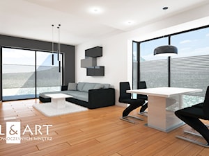 Duża szara jadalnia w salonie, styl minimalistyczny - zdjęcie od Miliart Studio