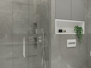 Łazienka z prysznicem w szarości i bieli - zdjęcie od Miliart Studio