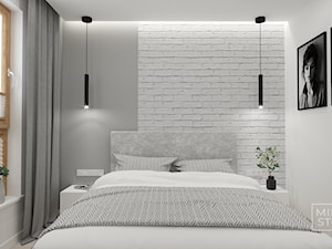 Jasna sypialnia z białą cegiełką - zdjęcie od Miliart Studio