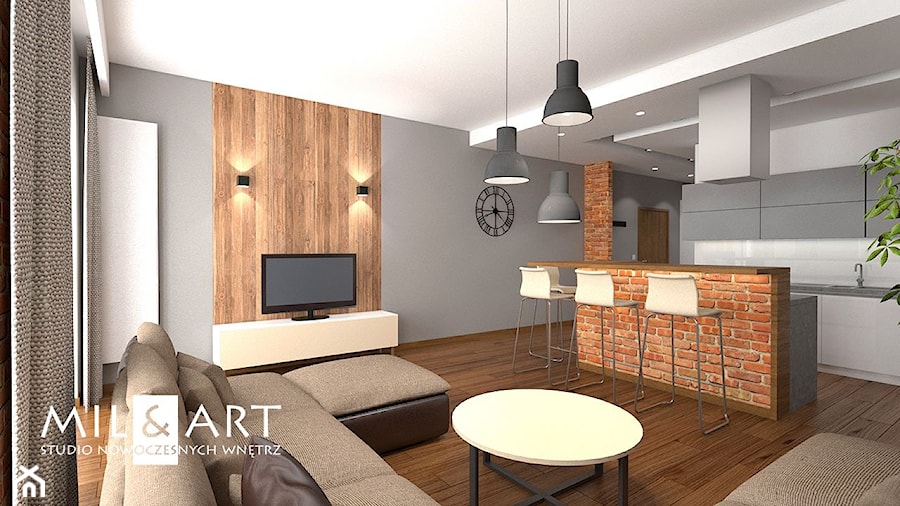 Apartament w loftowym stylu w centrum Lublina - Salon, styl industrialny - zdjęcie od Miliart Studio