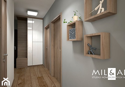 Mieszkanie w centrum Lublina - Duży szary hol / przedpokój, styl minimalistyczny - zdjęcie od Miliart Studio