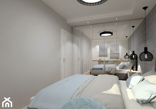 Klimatyczne mieszkanie w bloku z wielkiej płyty - Średnia biała czarna sypialnia, styl skandynawski - zdjęcie od Miliart Studio