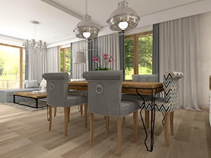 Projekt parteru w domu jednorodzinnym - Średnia biała jadalnia w salonie, styl vintage - zdjęcie od Atelier Art&Design