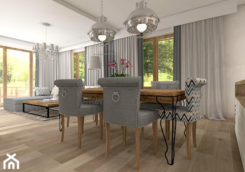 Projekt parteru w domu jednorodzinnym - Średnia biała jadalnia w salonie, styl vintage - zdjęcie od Atelier Art&Design