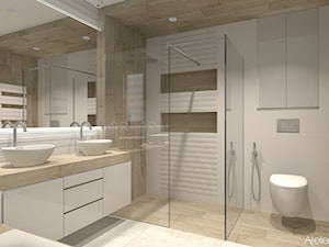 Salon kapielowy - Średnia bez okna z lustrem z dwoma umywalkami z punktowym oświetleniem łazienka, styl nowoczesny - zdjęcie od Atelier Art&Design
