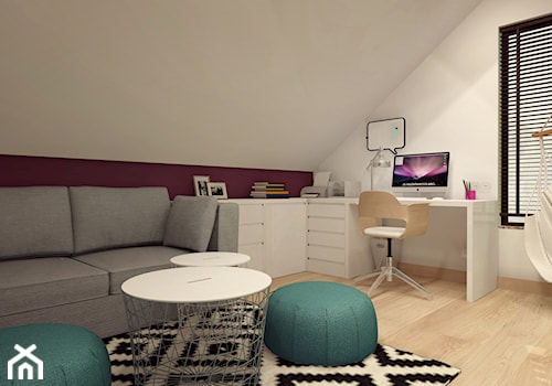 Pokój nastolatki - Średni biały fioletowy pokój dziecka dla nastolatka dla dziewczynki, styl nowoczesny - zdjęcie od Atelier Art&Design