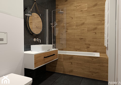 Mieszkanie Legnica 2 - Średnia bez okna z marmurową podłogą łazienka, styl nowoczesny - zdjęcie od Atelier Art&Design