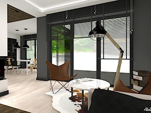 Projekt Domu - Mały biały czarny salon z jadalnią, styl nowoczesny - zdjęcie od Atelier Art&Design
