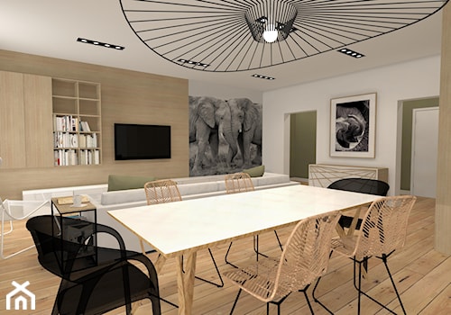 Salon z kuchnią eko - Duża szara jadalnia w salonie, styl nowoczesny - zdjęcie od Atelier Art&Design
