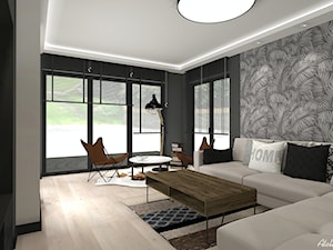 Projekt Domu - Średni czarny szary salon z jadalnią, styl nowoczesny - zdjęcie od Atelier Art&Design