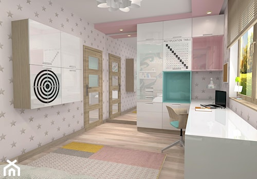 Projekt parteru w domu jednorodzinnym - Średni różowy szary pokój dziecka dla dziecka dla nastolatka dla dziewczynki, styl nowoczesny - zdjęcie od Atelier Art&Design