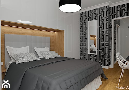 Mieszkanie Legnica 2 - Mała czarna szara z biurkiem sypialnia, styl nowoczesny - zdjęcie od Atelier Art&Design