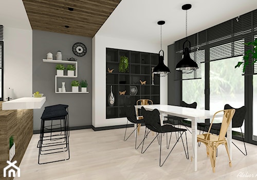 Projekt Domu - Duża biała szara jadalnia jako osobne pomieszczenie, styl nowoczesny - zdjęcie od Atelier Art&Design