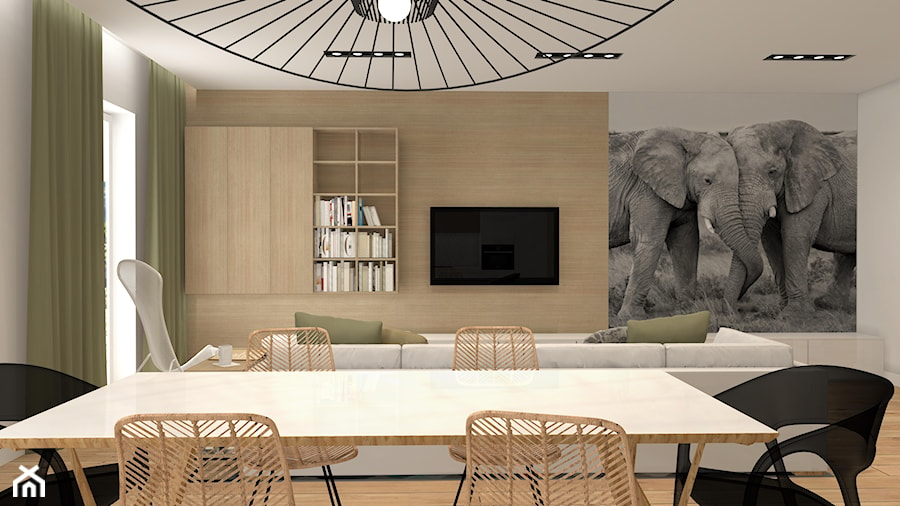 Salon z kuchnią eko - Średni salon z jadalnią, styl nowoczesny - zdjęcie od Atelier Art&Design
