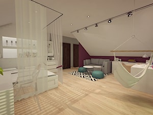 Pokój nastolatki - Duży fioletowy szary pokój dziecka dla nastolatka dla chłopca dla dziewczynki, styl nowoczesny - zdjęcie od Atelier Art&Design